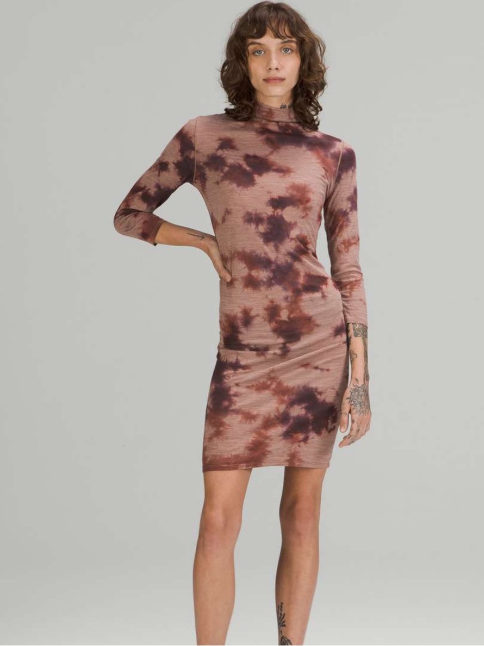 Lululemon Lab Women’s Wool- Blend Tie Dye Dress- Dusty Bronze Rare Size M